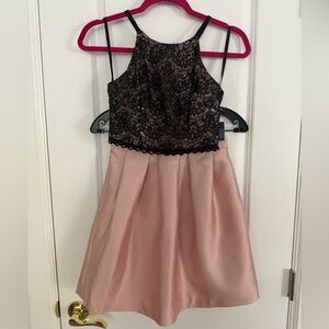 Francesca's Collections Black and Blush Pink Sequin/Lace Skirt Set